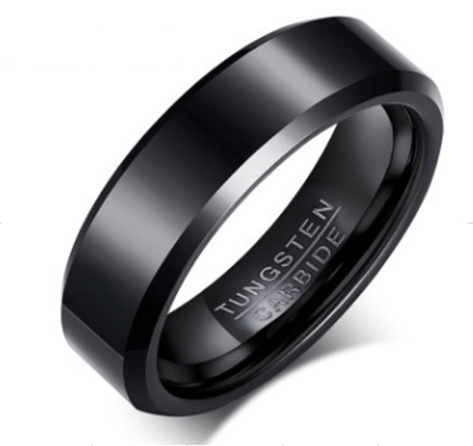 Bevelled Black Tungsten Wedding Ring