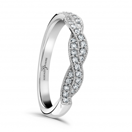 Cross Over Twist Style Diamond Wedding Ring
