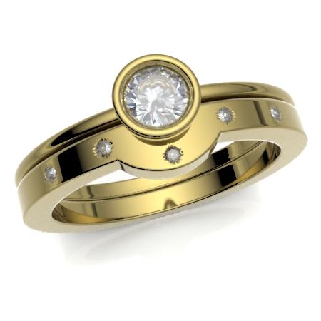 18ct Yellow Gold Curved to Fit Diamond Wedding Ring