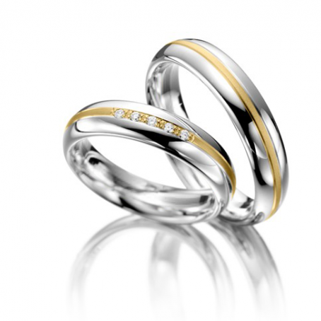 14ct White and Yellow Matching Wedding Rings