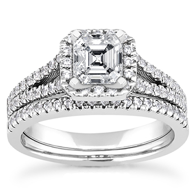 Platinum Engagement and Wedding Ring Set