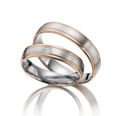 Rose Gold and Palladium Two-Colour Wedding Ring Set