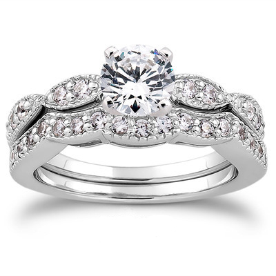 Platinum Engagement and Wedding Ring Set