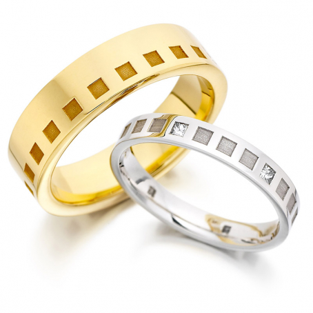 Matching Patterned Wedding Rings HIS and HERS