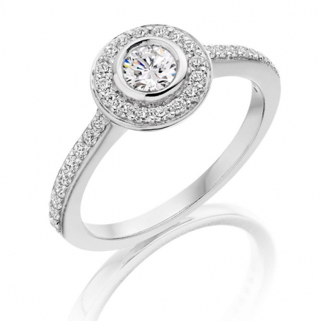 Palladium Diamond Halo Style Engagement Ring