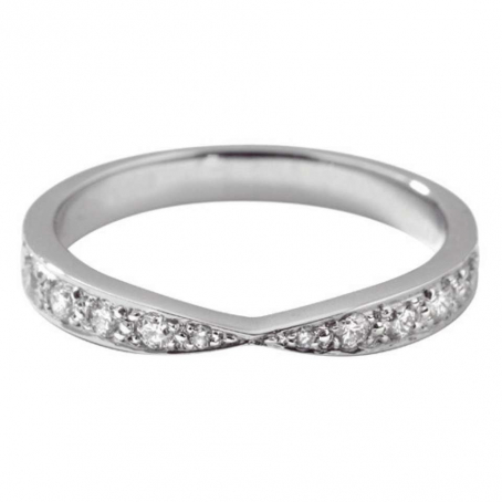 Palladium Diamond Set Cross Over Ring