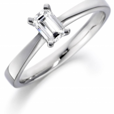 Palladium Emerald Cut Diamond Engagement Ring