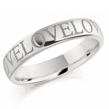 Palladium Laser Engraved Court Shape Wedding Ring