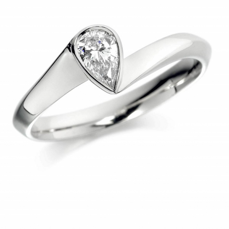 Palladium Pear Shaped Diamond Ring