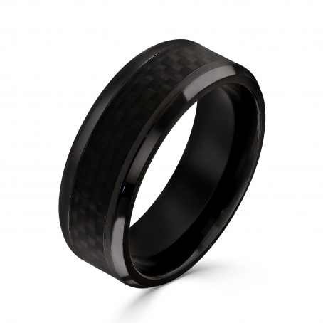 Patterned Black Marble Effect Tungsten Ring | Smooch