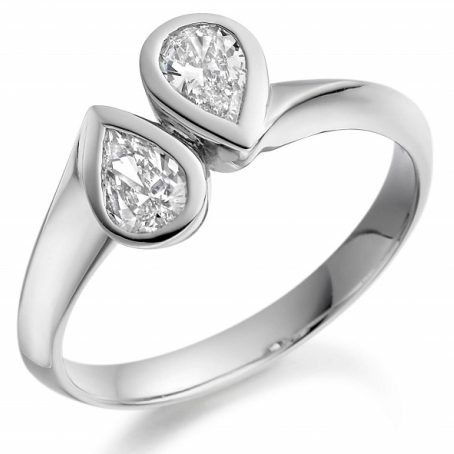 Platinum Double Pear Style Engagement Ring