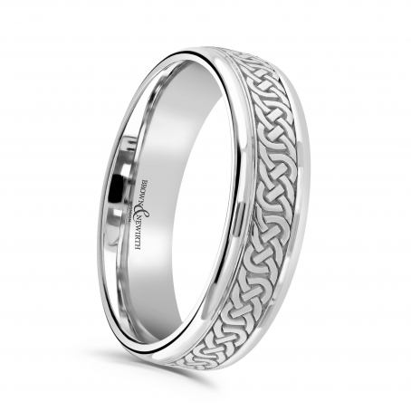 Platinum Laser Engraved Celtic Band