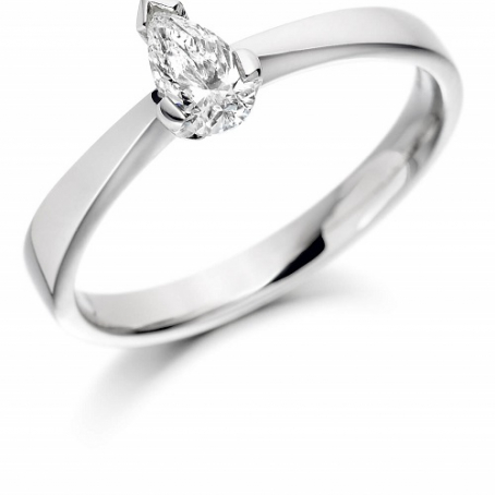 Platinum Pear Shaped Diamond Engagement Ring