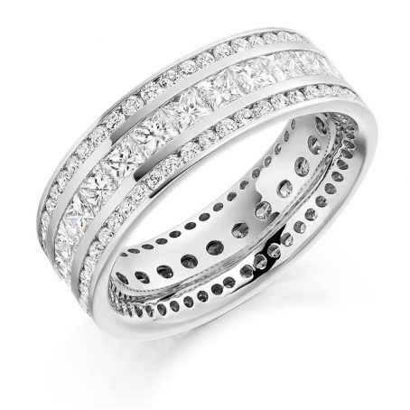Platinum Princess and Brilliant Cut Diamond Eternity Ring