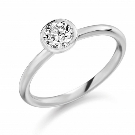 Platinum Single Stone Brilliant Cut Round Diamond Engagement Ring