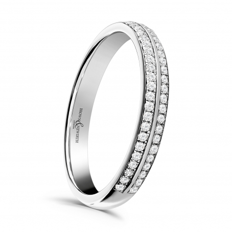 Two Row Grain Set Diamond Wedding Ring - Spirit