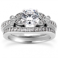 Palladium Diamond Engagement and Wedding Ring Set