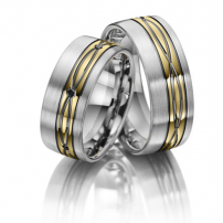 14ct White and Yellow Gold Matching Wedding Ring Set