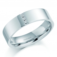 Plain Palladium Channel Set Mens Wedding Ring