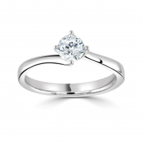 14ct White Gold Single Stone Twist Engagement Ring