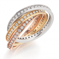 14ct Yellow, White and Rose Gold Diamond Russian Ring