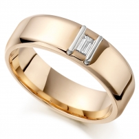 9ct Rose and White Gold Bar Baguette Cut Wedding Ring