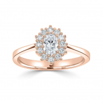 18ct Rose Gold Diamond Cluster Style Engagement Ring