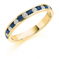18ct White Gold Blue Sapphire and Diamond Half Eternity Ring
