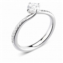 18ct White Gold Brilliant Cut Channel Set Cross Over Ring