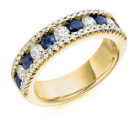 18ct White Gold Round Diamond and Sapphire Channel Set Ring