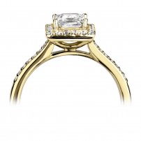 18ct Yellow Gold Diamond Princess Cut Halo Engagement Ring