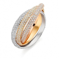 18ct Yellow, White and Rose Gold Diamond Russian Ring