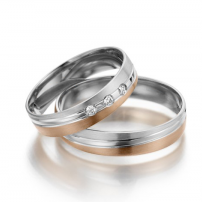 9ct Rose and White Gold Matching Wedding Ring Set
