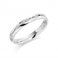 9ct White Gold Diamond patterned Wedding Ring