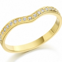 18ct Yellow Gold Curved Diamond Wedding Ring