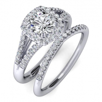 Palladium Diamond Engagement and Wedding Ring Set