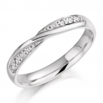 9ct White Gold Delicate Diamond Crossover Wedding Ring