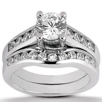 Palladium Diamond Engagement and Wedding Ring Set