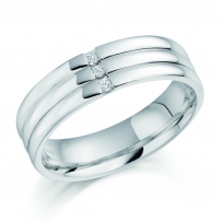 Mens Platinum 3 Stone Channel Rolled Wedding Ring