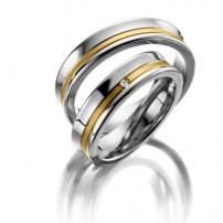 Two-Colour 18ct White and Yellow Matching Wedding Ring Set