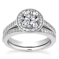 9ct White Gold Diamond Wedding and Engagement Ring Set