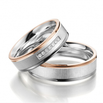 9ct White and Rose Gold Matching Wedding Ring Set