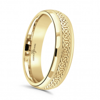6mm wide Laser Engraved Celtic Style Wedding Ring