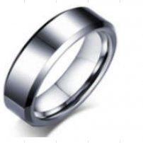 Tungsten Patterned Bevel Edge Wedding Ring