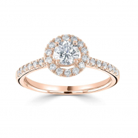 9ct Rose Gold Round Diamond Halo Style Engagement Ring