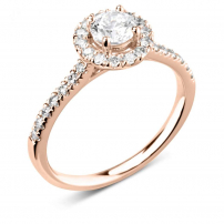 9ct Rose Gold Round Diamond Halo Style Engagement Ring