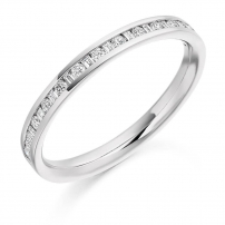 9ct White Gold Baguette and Brilliant cut Half Set Ring