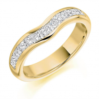 9ct White Gold Curved Diamond Wedding Ring