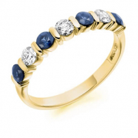 9ct White Gold Diamond and Blue Sapphire Ring