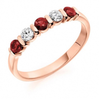 9ct White Gold Diamond and Ruby Ring